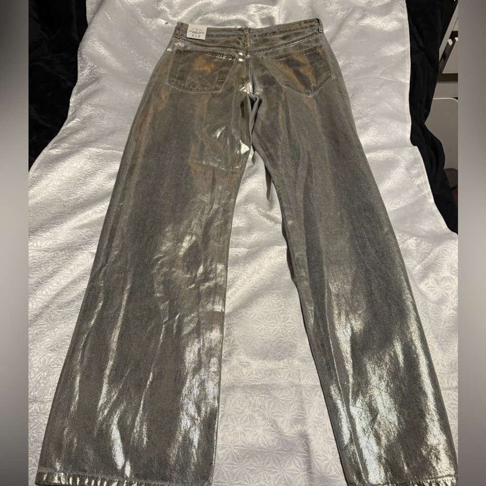 NEW WITH TAGS ZARA METALLIC JEAN SLIVER